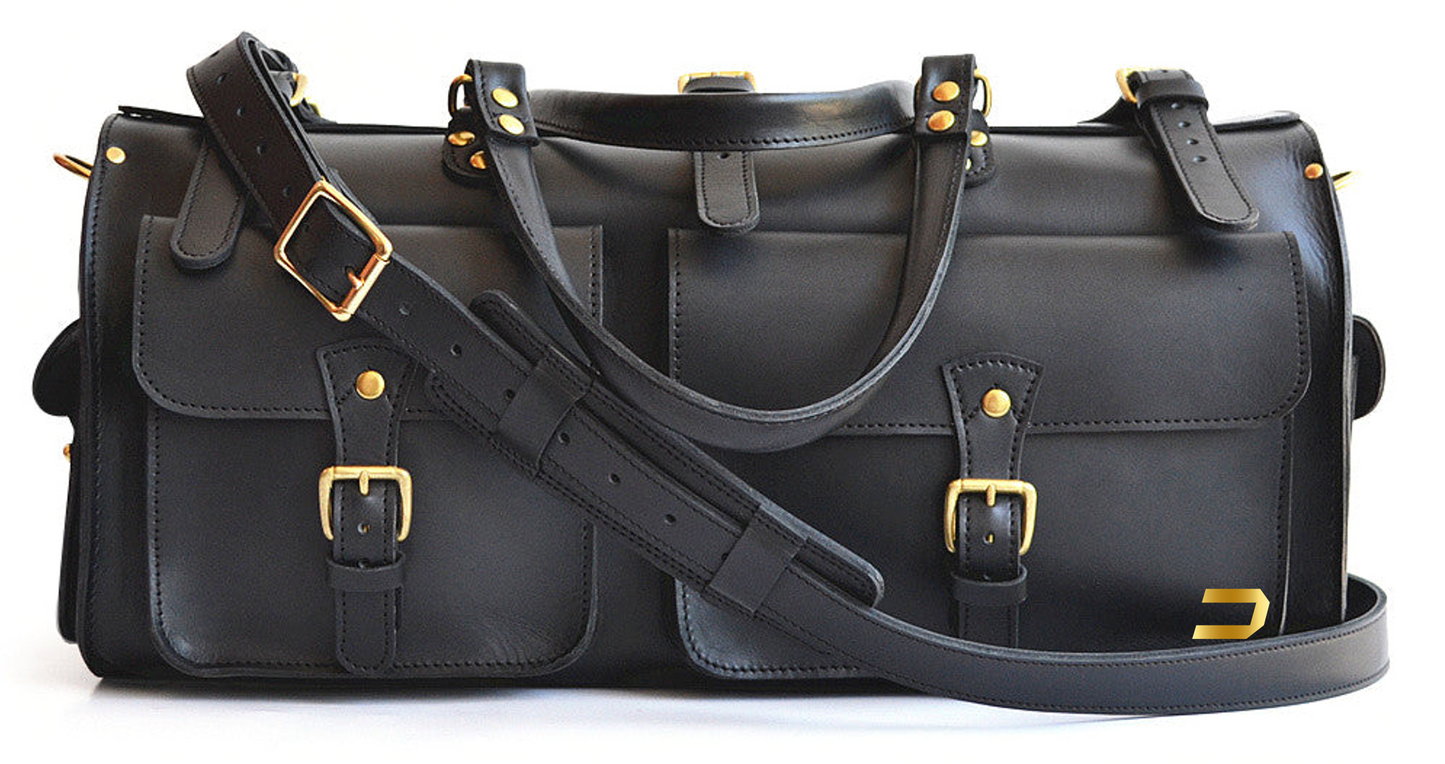 Handmade Leather Weekender Duffle Bag